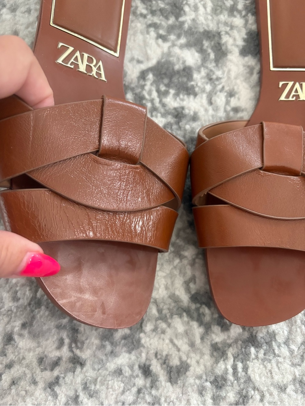 Zara Brown Leather Slide Mules with Braided Strap - Picture 3 of 6